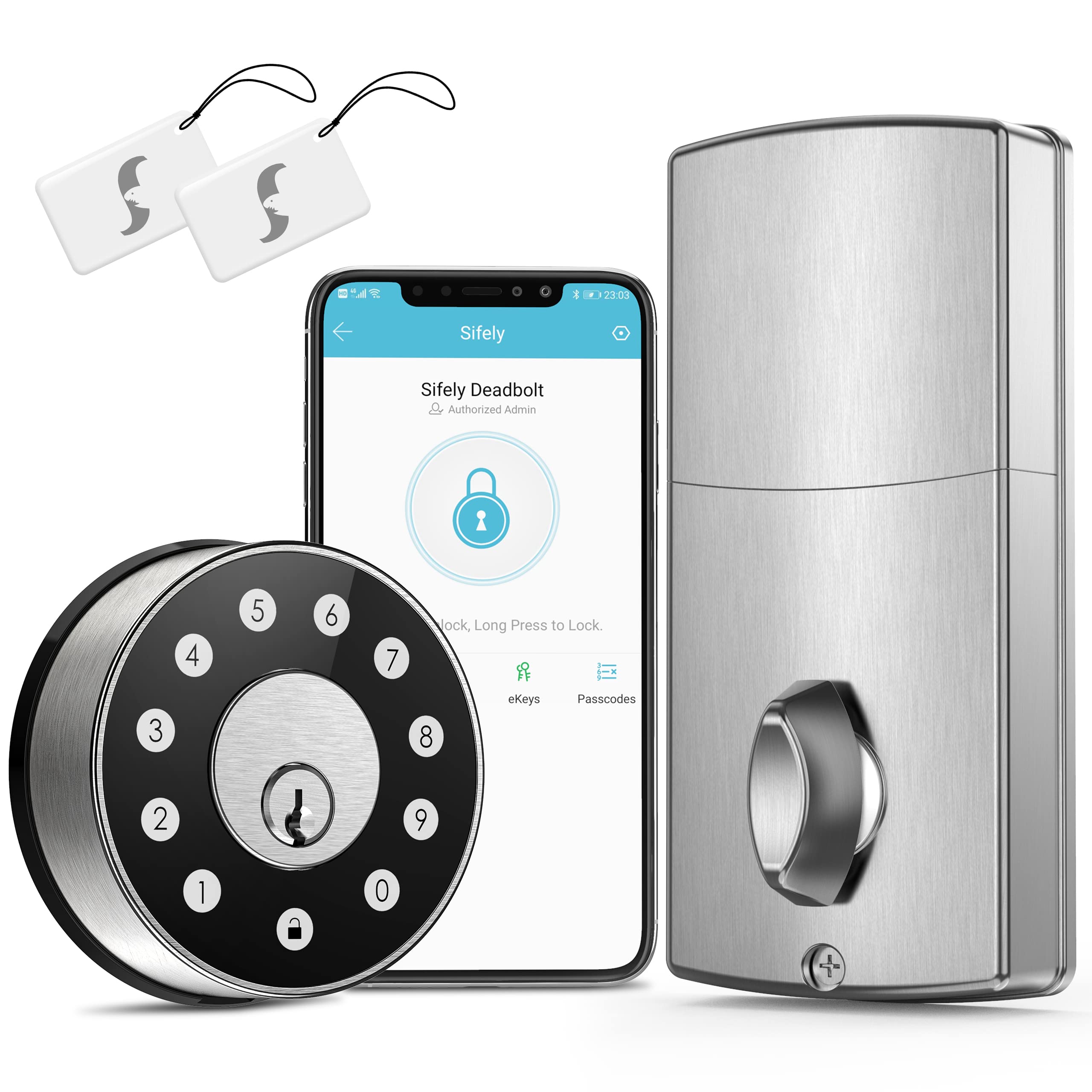 Sifely Smart Keyless Entry Deadbolt Lock - Digital Door Lock with Keypad & Fob Support - Secure Front Door Lock for Homes & Apartments - Ideal for Smart Home Security & Keyless Access