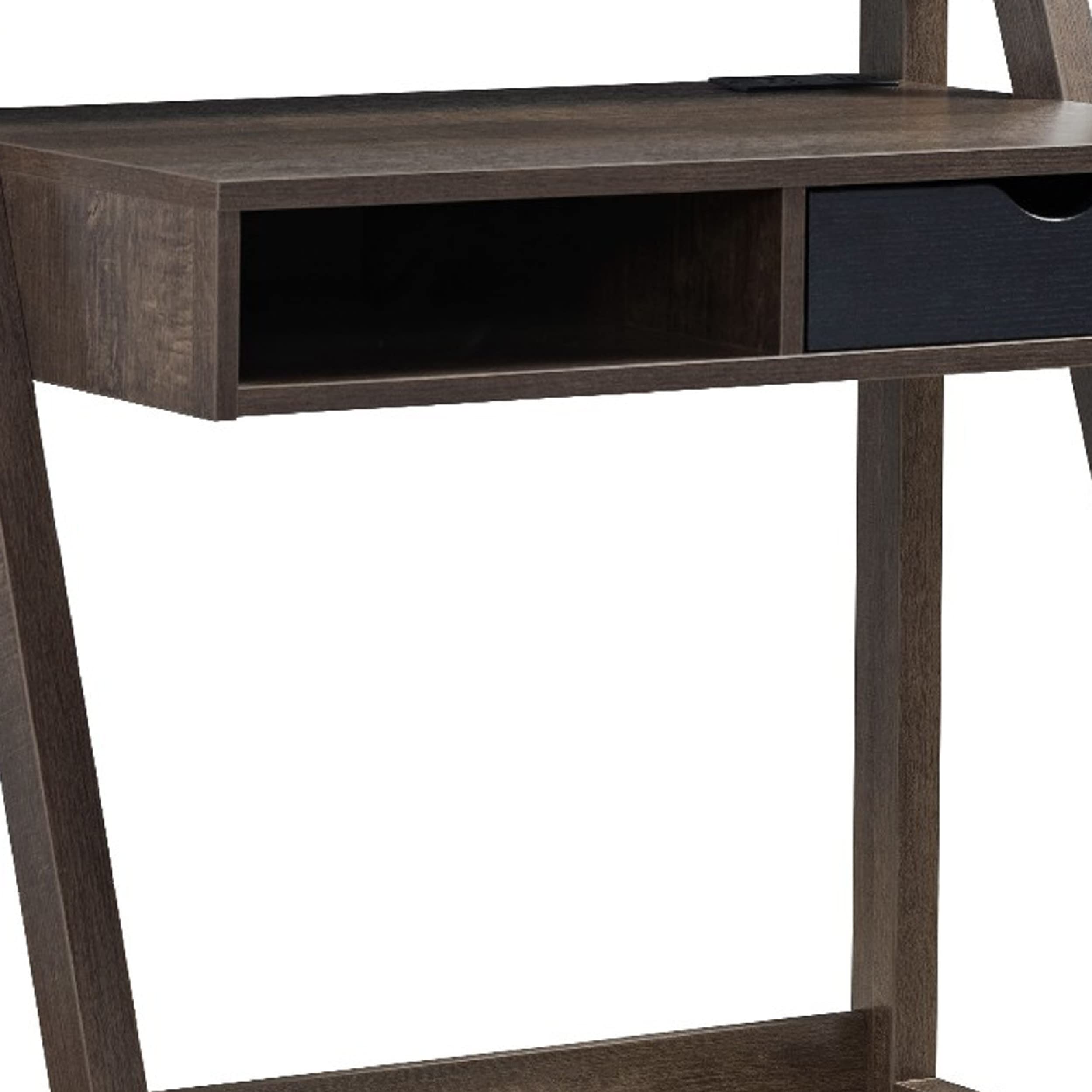 Benjara 36 Inch Ethan 1 Drawer Wooden Writing Desk - Brown Home Office Desk for Small Spaces, Study & Workstation