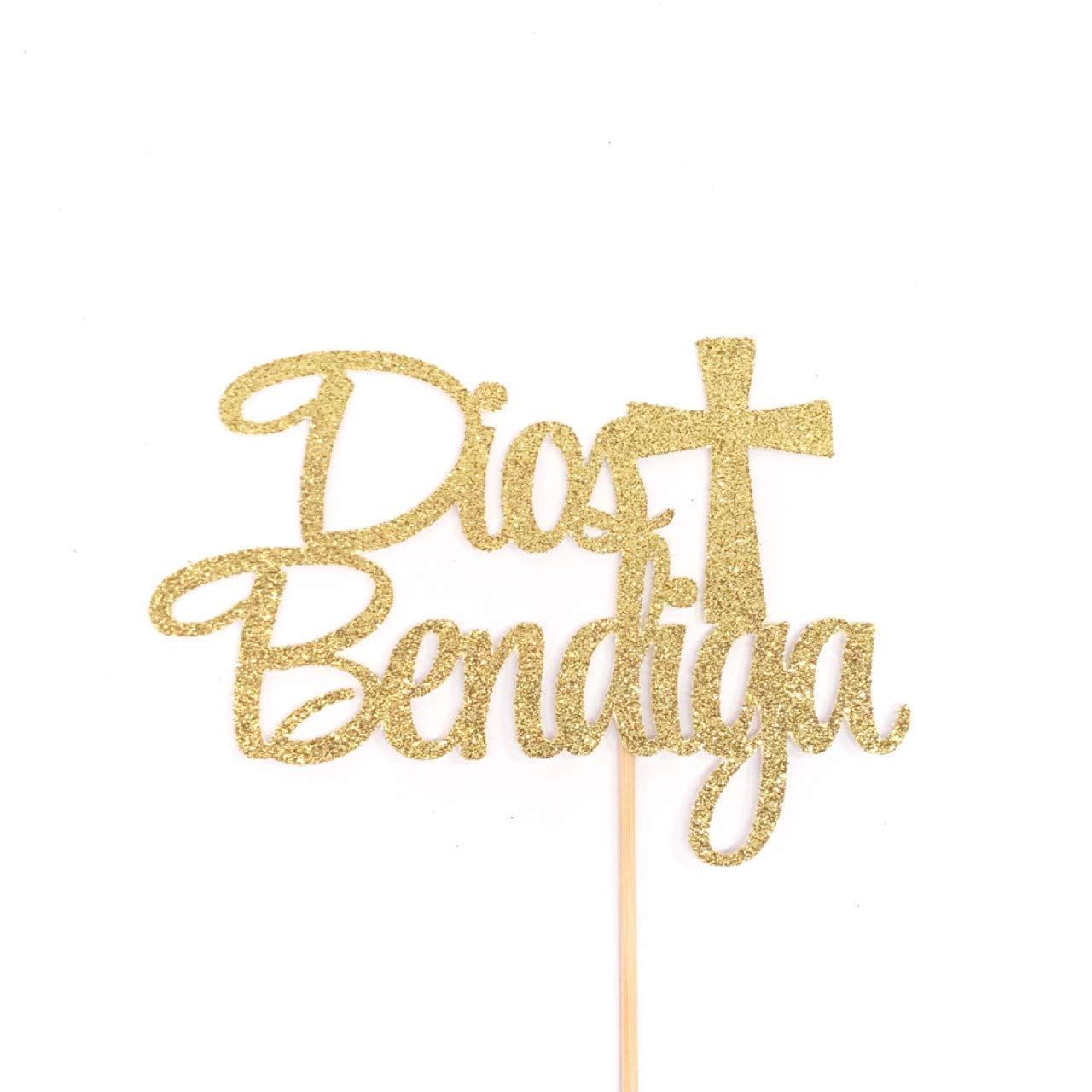 God Bless Cake Topper - First Communion Cake Decorations - Dios Bendiga Cupcake Topper for Religious Celebrations, Baptisms & Christenings
