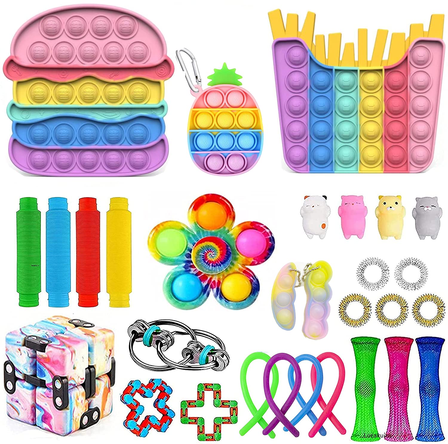 LANQTNTN Fidget Toys Set - 24 Pack Sensory Toys for Stress & Anxiety Relief, ADHD Focus Tools, Autism Sensory Toys for Kids & Adults - Perfect for Home, Office, School & Travel Use