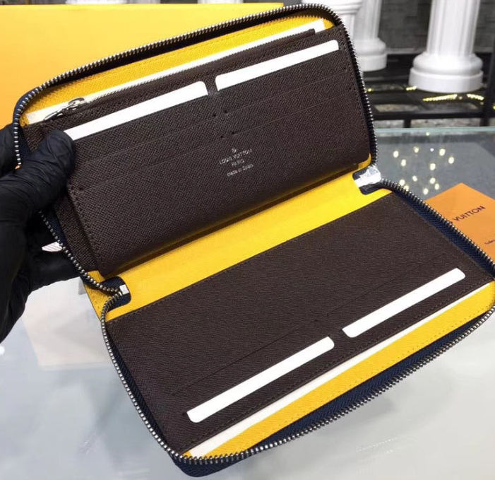 Authentic LV Zippy Organizer Wallet in Epi Leather - Blue & Gray | Luxury Compact Card Holder for Everyday Use & Travel Essentials
