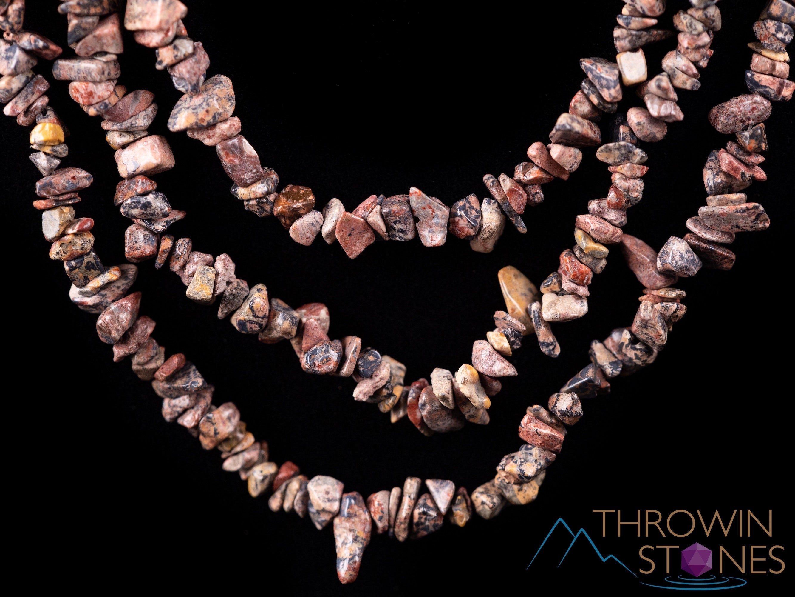 LEOPARD SKIN JASPER Crystal Beaded Necklace - Handmade Long Chip Beads Jewelry for Women (E1784) | Perfect for Boho Fashion, Meditation & Spiritual Healing