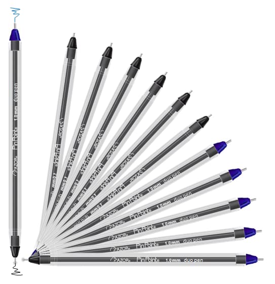 AZOR Pin Point Double Ended Black and Blue Fine Pens 1.0mm - 12 Pack Fine Tip Ballpoint Pens for Writing, Note Taking & Marking - Perfect for Nurses, Students, Office Work, Business Documents & Home Use