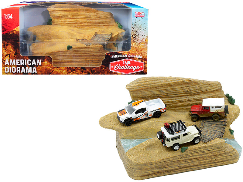 1/64 Scale Trail Challenge Resin Diorama for Model Cars - American Diorama Miniature Scenery - Perfect for RC Car Displays & Diorama Photography