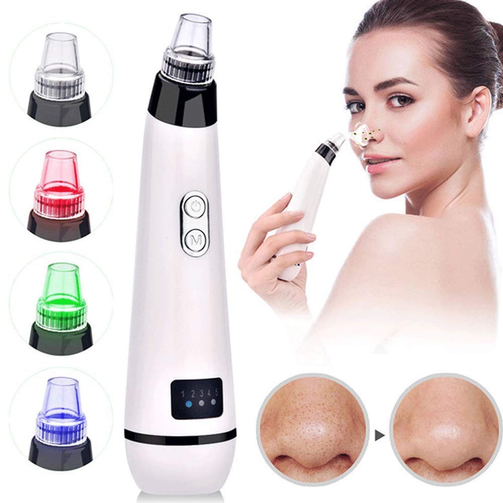 Professional Blackhead Remover Vacuum with LED Light - Pore Cleaner & Acne Extractor for Nose and Face - Skin Care Device for Deep Cleansing & Dermabrasion (White) - Perfect for Home Spa & Daily Skincare Routine