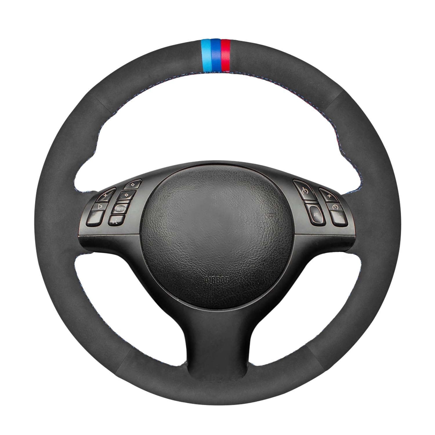 MEWANT Suede Steering Wheel Cover for BMW E46 E36 E39 - Black