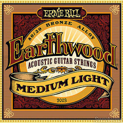 Ernie Ball Earthwood 80/20 Bronze Medium Light Acoustic Guitar Strings - Premium Sound Quality for Folk, Country & Fingerstyle Playing