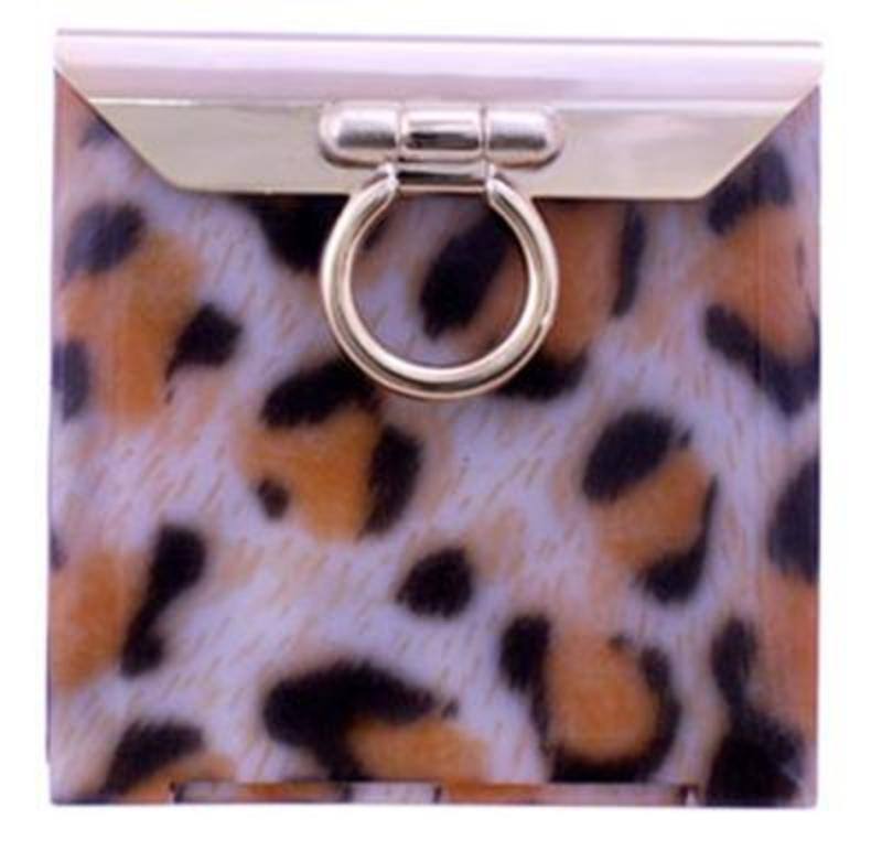 BRANDON Compact 2X Magnification Mirror with Leopard Print - Perfect for Makeup, Travel, and Home Vanity Use