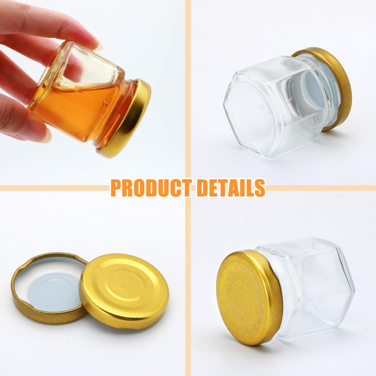 1.5 oz Mini Glass Honey Jars with Dipper - Bulk Wedding Favors & Baby Shower Gifts Set (8pcs) - Includes Gold Lids, Stickers, Golden Bee Pendant, Gift Bags & Jute - Perfect for Wedding Party Favors, Bridal Showers & Special Events