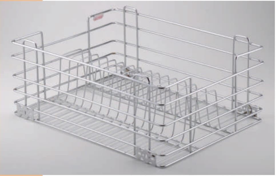Lender Stainless Steel Modular Kitchen Thali Basket - Multipurpose Utensils Organizer, Kitchen Trolley & Cabinet Storage (24x20x8) - Ideal for Small Spaces & Efficient Kitchen Organization
