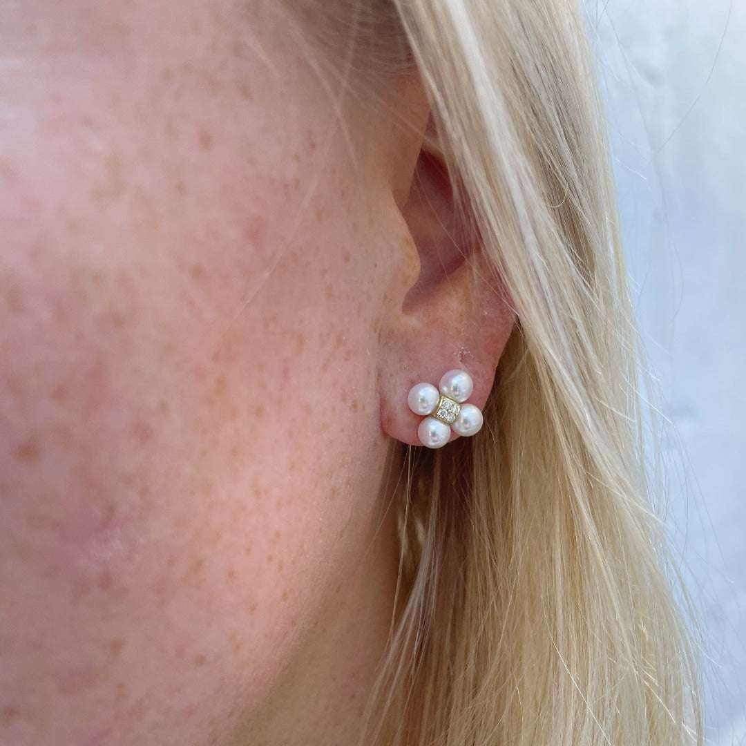 Paul Morelli Pearl & Diamond Stud Earrings - Elegant 14K Gold Jewelry for Women, Perfect for Weddings, Parties & Special Occasions