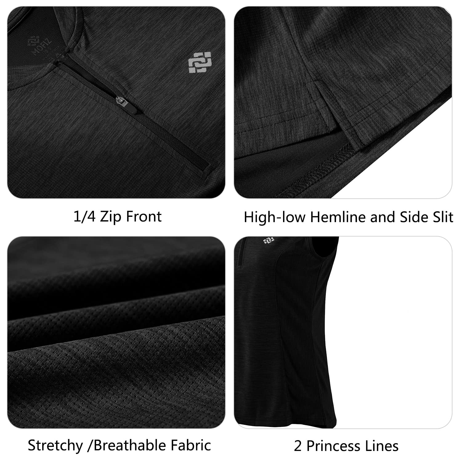 Women's Sleeveless Quick Dry Sports Shirt - UPF 50+ Tennis Golf Pickleball Shirt with Zipper | Moisture Wicking Athletic Top for Outdoor Workouts & Summer Activities