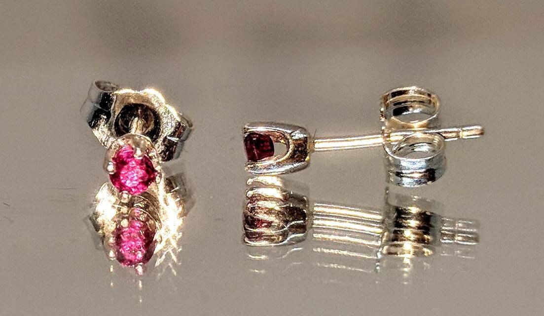 2.5mm Round Genuine Blood Red Ruby Stud Earrings - 0.25ct Solid Sterling Silver Tiny Earrings for Women & Kids | Perfect for Everyday Wear, Gifts & Special Occasions
