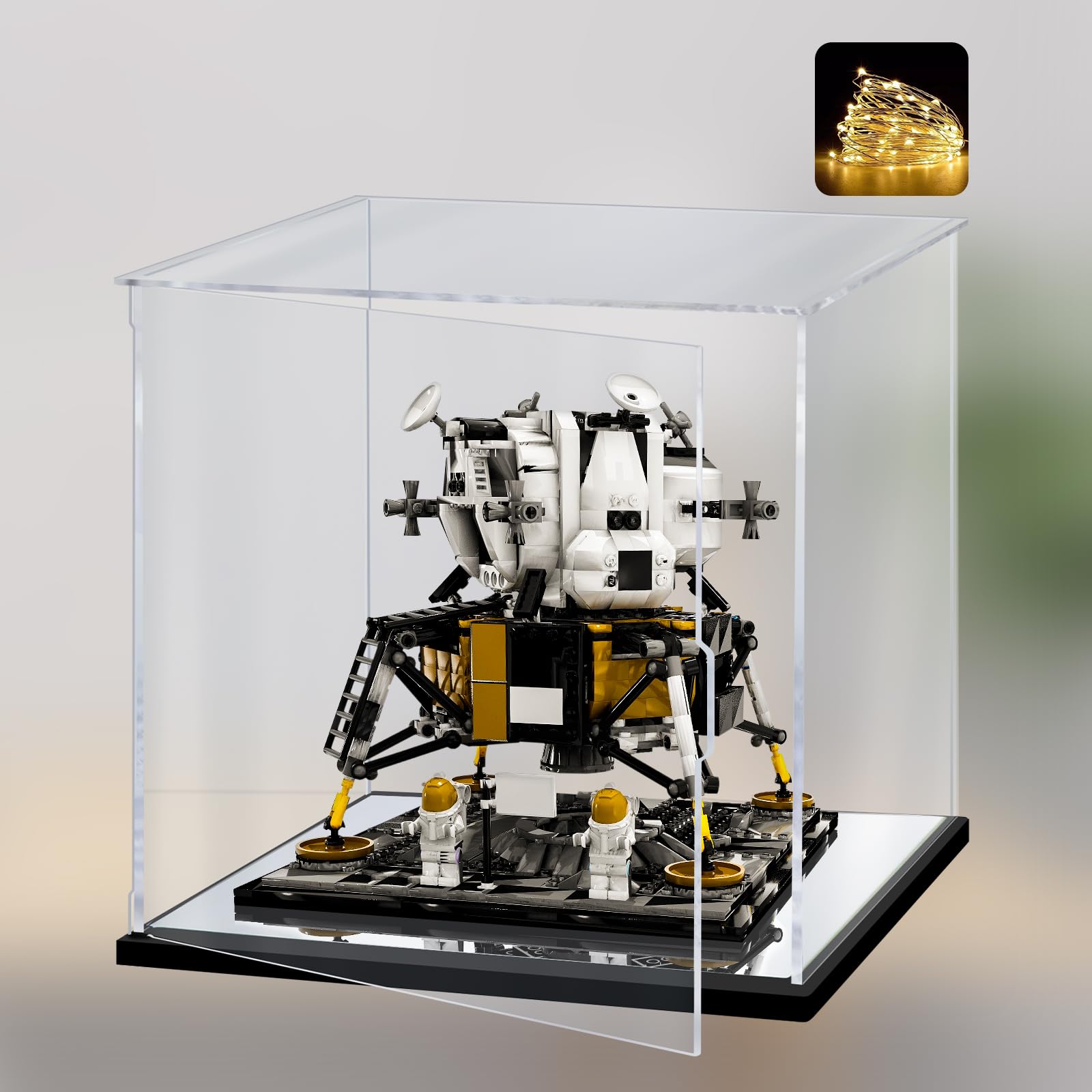 Premium Clear Acrylic Display Case for Lego NASA Apollo 11 Lunar Lander - Dustproof Showcase & Protection Box for Collectibles, Action Figures & Model Sets (9.8x9.8x9.8 Inches) - Perfect for Home Decor, Office Display & Gift Presentation