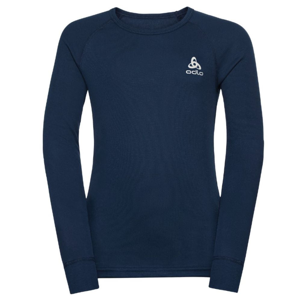 Odlo Active Kids Thermal Top for Boys & Girls - Dark Sapphire Blue Base Layer for Cold Weather - Perfect for Winter Sports, Outdoor Activities & School PE Class