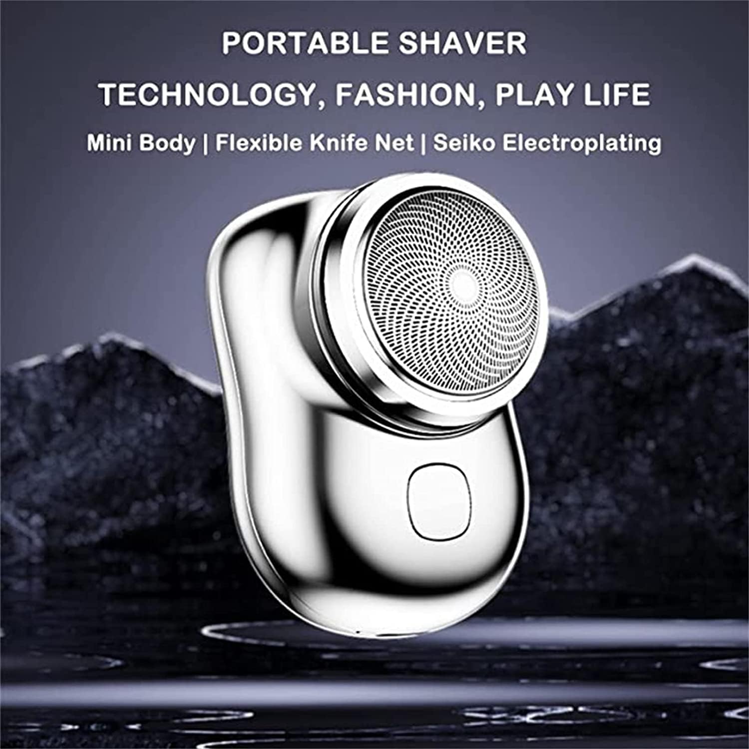 Zao Mini Electric Shaver for Men 2023 - Portable Rechargeable Travel Razor, Wet & Dry Washable Shaving System - Perfect for Home, Office & On-The-Go Grooming (Silver)