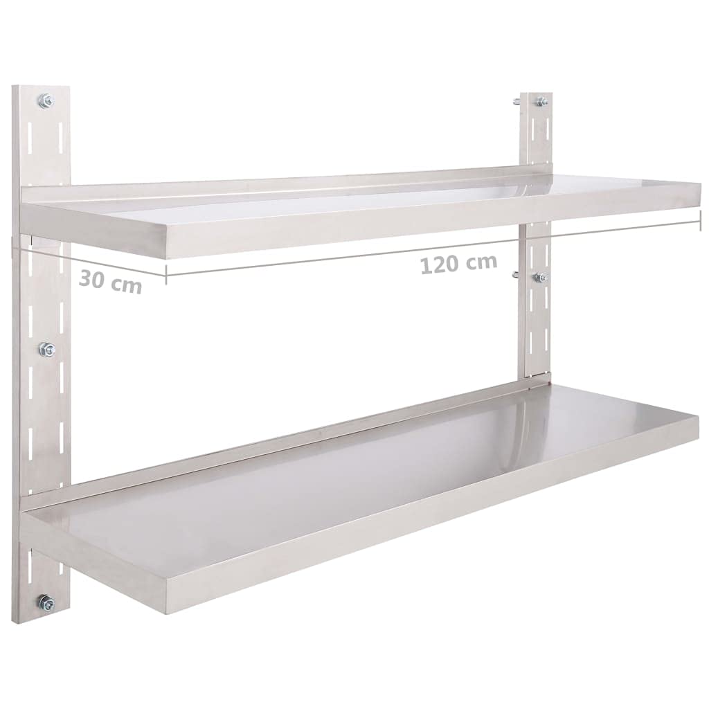 Stainless Steel 2-Tier Floating Wall Shelf (47.2