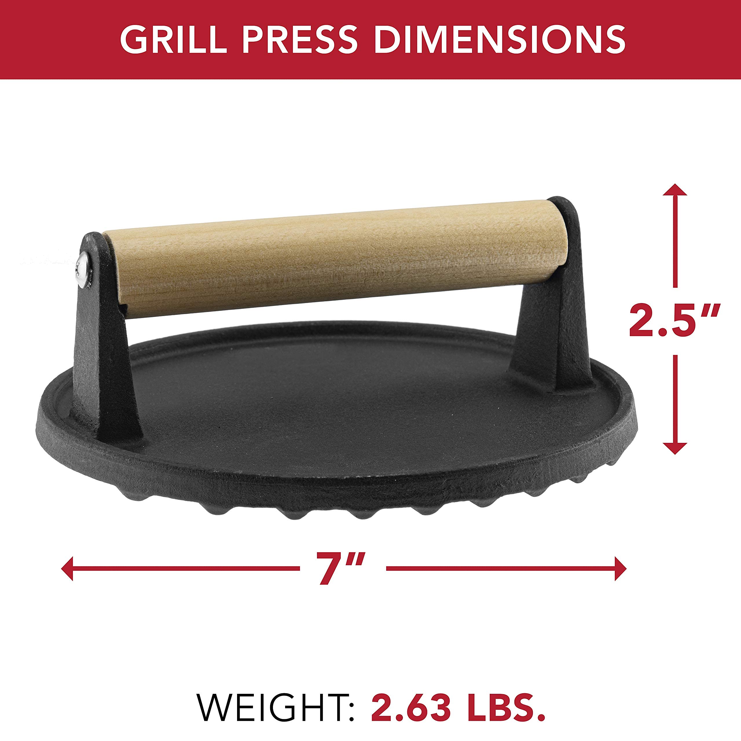 Premium Enameled Cast Iron Bacon Press - 8