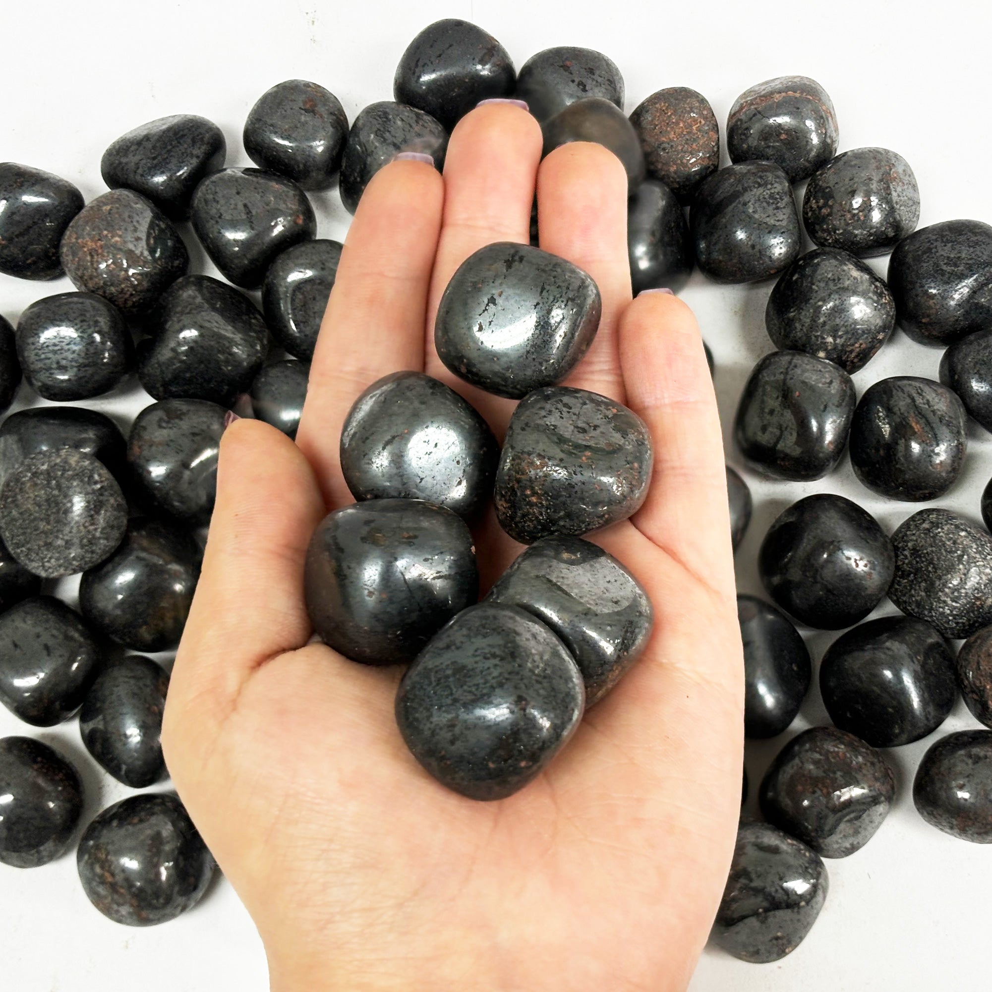 1 lb Natural Polished Hematite Tumbled Stones - Bulk Healing Crystals for Chakra Balancing, Meditation & Jewelry Making - Perfect for Home Decor, Spiritual Gifts & Energy Work