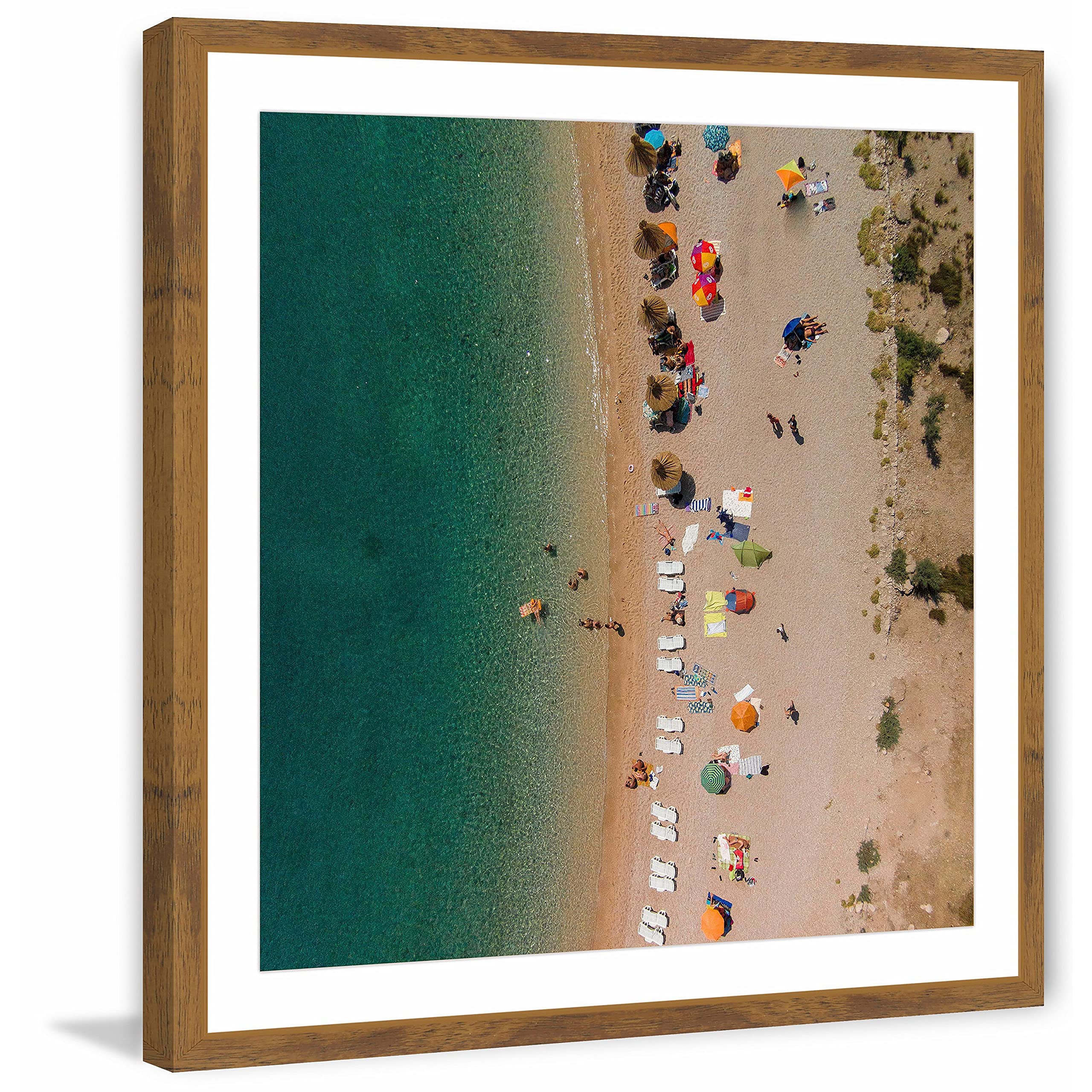 Handmade Beach Lineup Framed Print 32x32 - Coastal Wall Art Decor for Living Room, Bedroom & Office | Marmont Hill