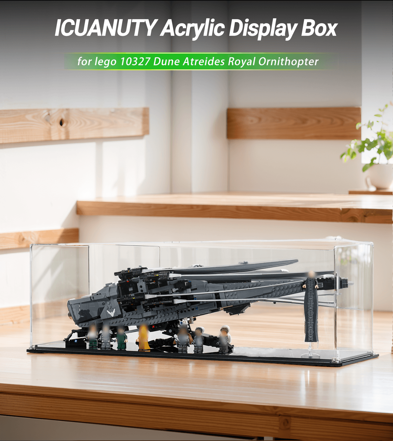Lego Dune Atreides Royal Ornithopter 10327 Display Case - Clear Acrylic Showcase for Collectible Lego Sets - Perfect for Home Decoration, Office Display & Gift Giving