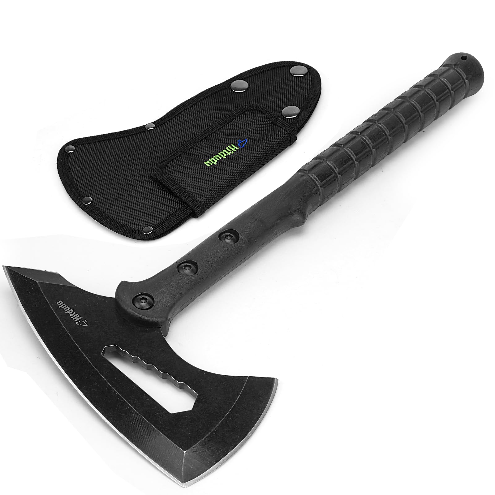 Best Tactical Tomahawk Throwing Axe with Sheath - Camping Hatchet with Spike & Nylon Fiber Handle - Perfect for Outdoor Survival, Hiking, Camping & Bushcraft Activities