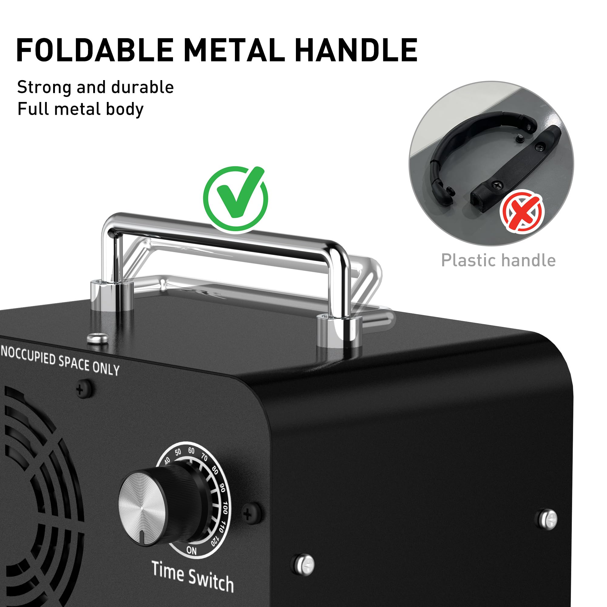 AIIKEE 30,000mg/h Commercial Ozone Generator - Industrial Strength Air Purifier with Handle for Home, Office, Restaurant, Farm & Bar Use - Eliminates Odors, Mold & Bacteria in Large Spaces (Black)