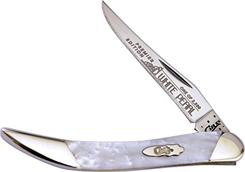 Case Cutlery S910096WP Slant Bolster Texas Toothpick Pocket Knife - Small White Pearl Knife for EDC, Camping & Outdoor Adventures