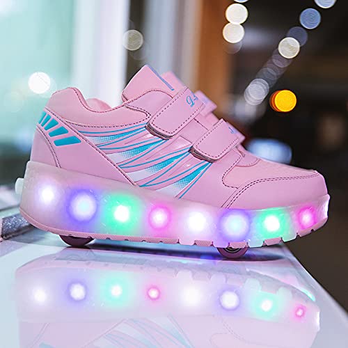 Kids Roller Shoes with 2-Wheel Roller Skates - Sport Sneakers with USB Charging & LED Lights for Boys & Girls - Perfect for Outdoor Play, School & Skate Parks