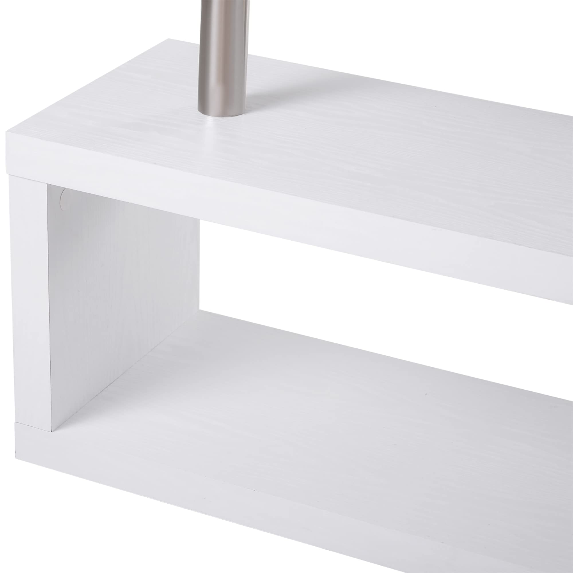HOMCOM 360° Rotating L-Shaped Corner Computer Desk with 3-Tier Storage Shelves, White - Space-Saving Home Office Workstation for Small Spaces, Gaming & Study Setup
