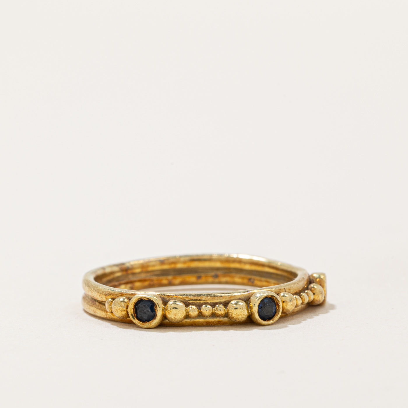Three Stone Sapphire Ring | 0.09ctw | Size 7 | Wedding Band, Anniversary Gift, or Everyday Elegance