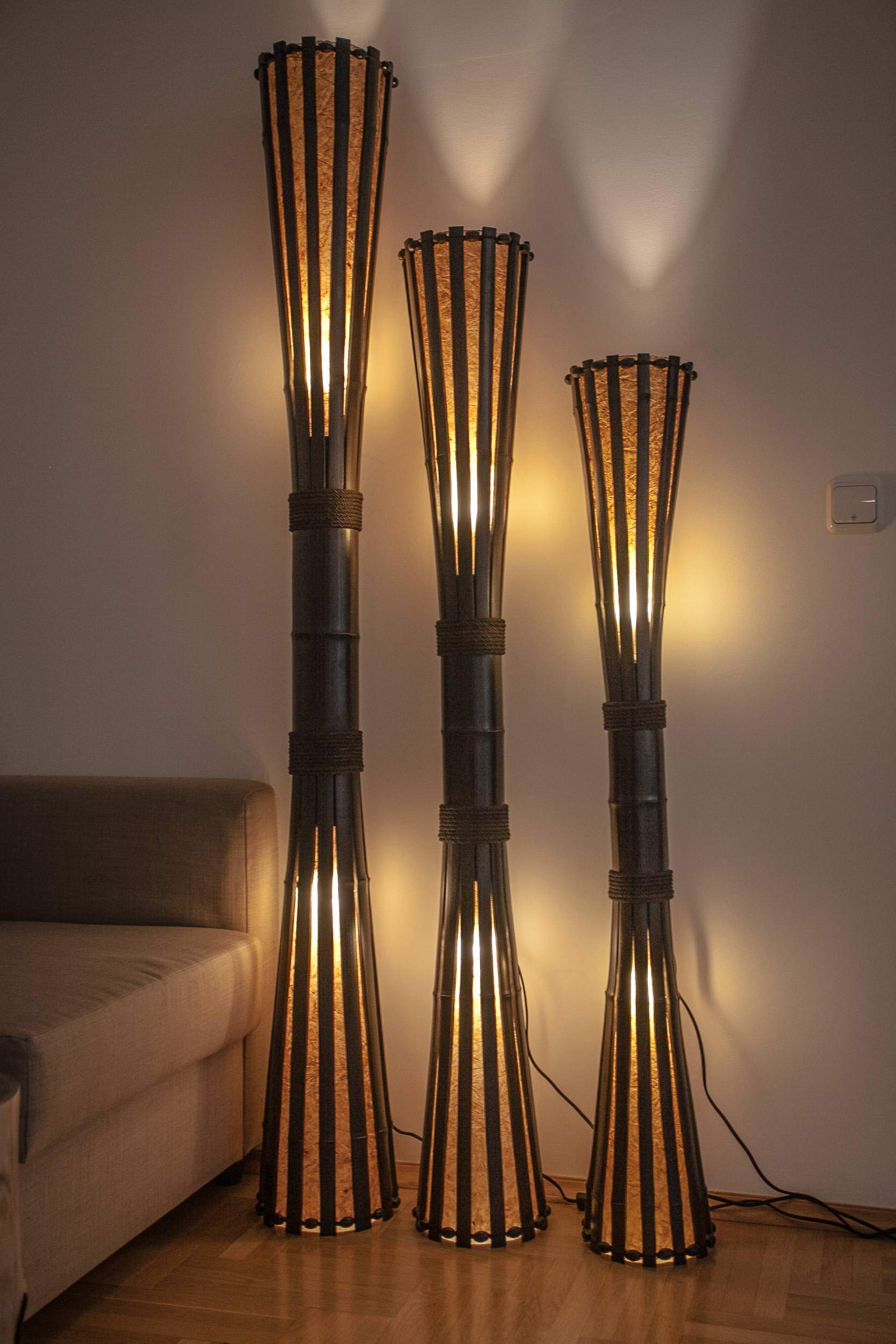 Eco-Friendly Bamboo Wood Floor Lamp - Adjustable Height for Living Room, Bedroom & Office Decor | Modern Lighting Solution for Home & Workspace