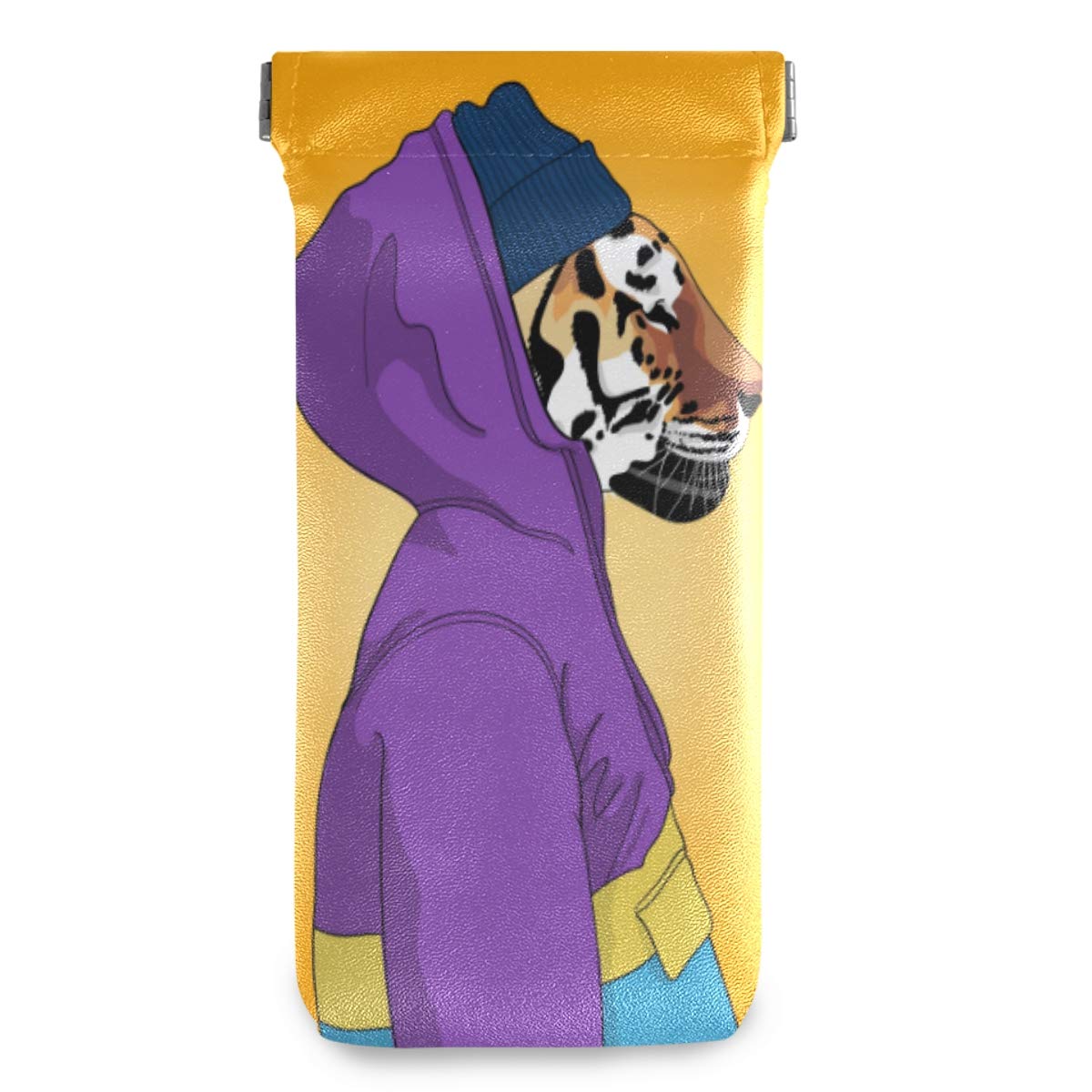 Stylish Tiger Print Eyeglasses Case - Durable Squeeze Top Sunglasses Pouch for Women, Men & Kids | Portable Microfiber Glasses Holder for Travel, Work & Daily Use