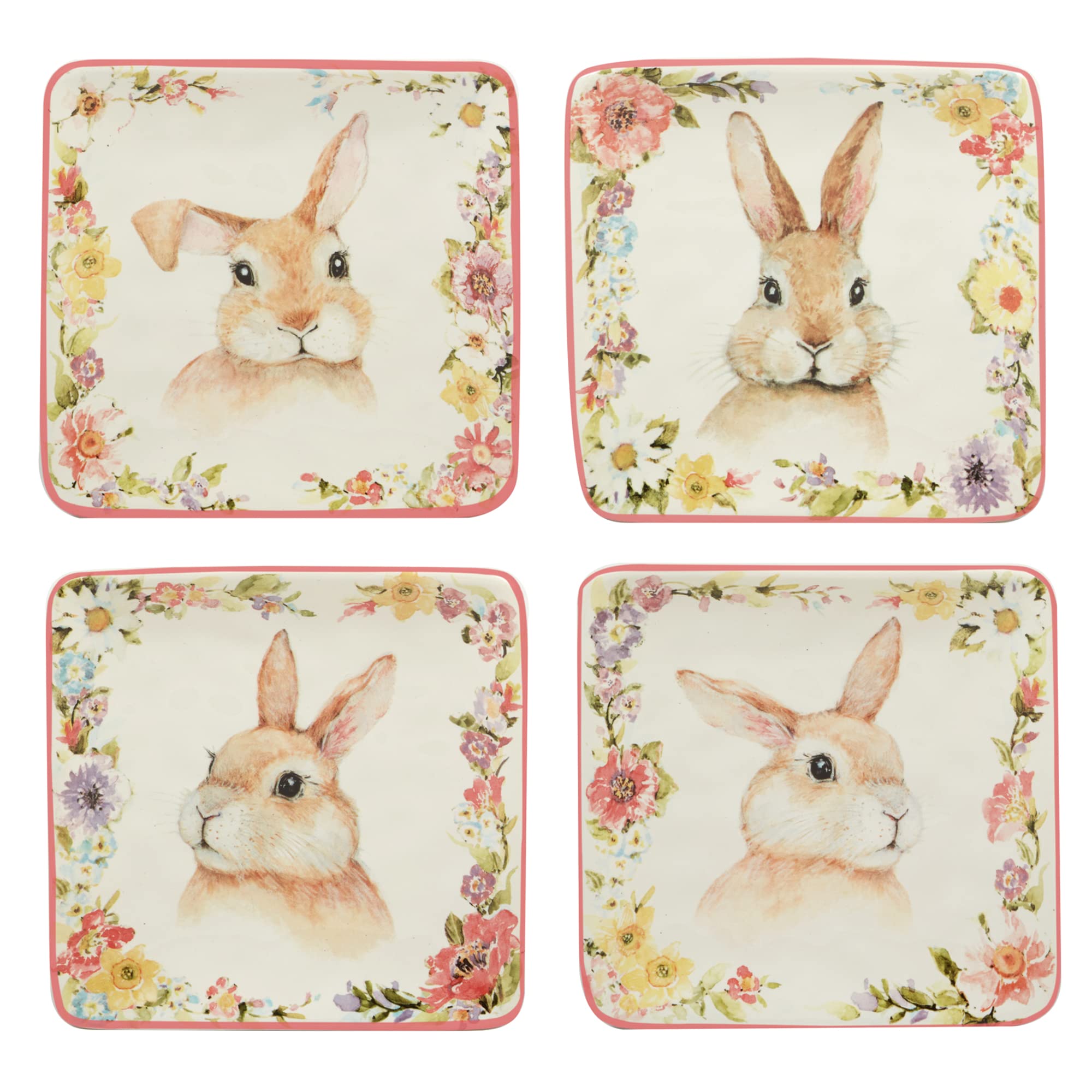 Certified International Easter Garden 6-Inch Canape & Luncheon Plates - Set of 4 Assorted Multicolor Designs - Perfect for Easter Brunch, Tea Parties & Spring Celebrations