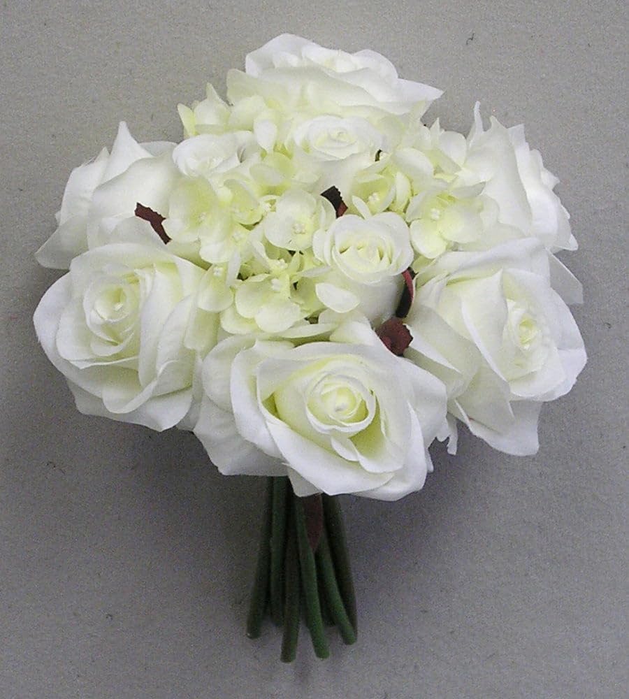 Elegant Cream Rose & Hydrangea Silk Flower Wedding Bouquet - Perfect for Bridal Bouquets, Wedding Centerpieces, and Home Decor