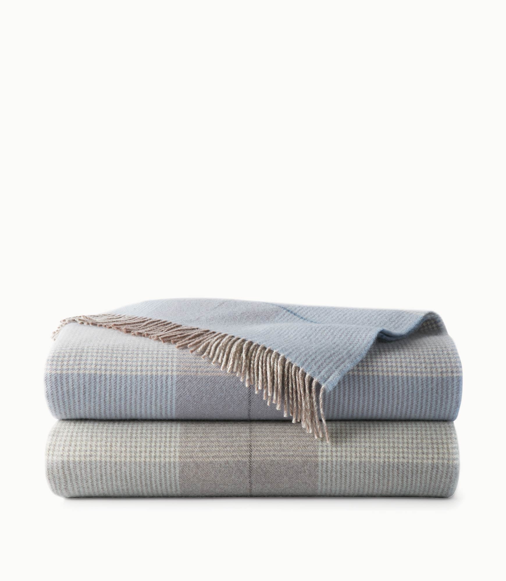 York Merino Wool Plaid Throw Blanket - Soft & Warm Reversible Luxury Blanket for Couch, Bed, Sofa - Cozy Home Decor & Perfect Gift for Winter
