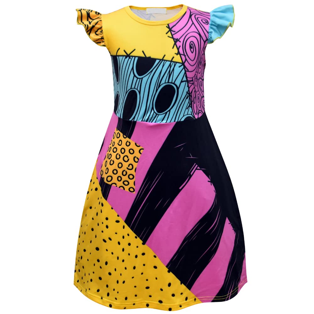 **Spooky Sally Dress for Toddler Girls - Short Sleeve Halloween Costume Dress | Perfect for Trick-or-Treating & Halloween Parties**