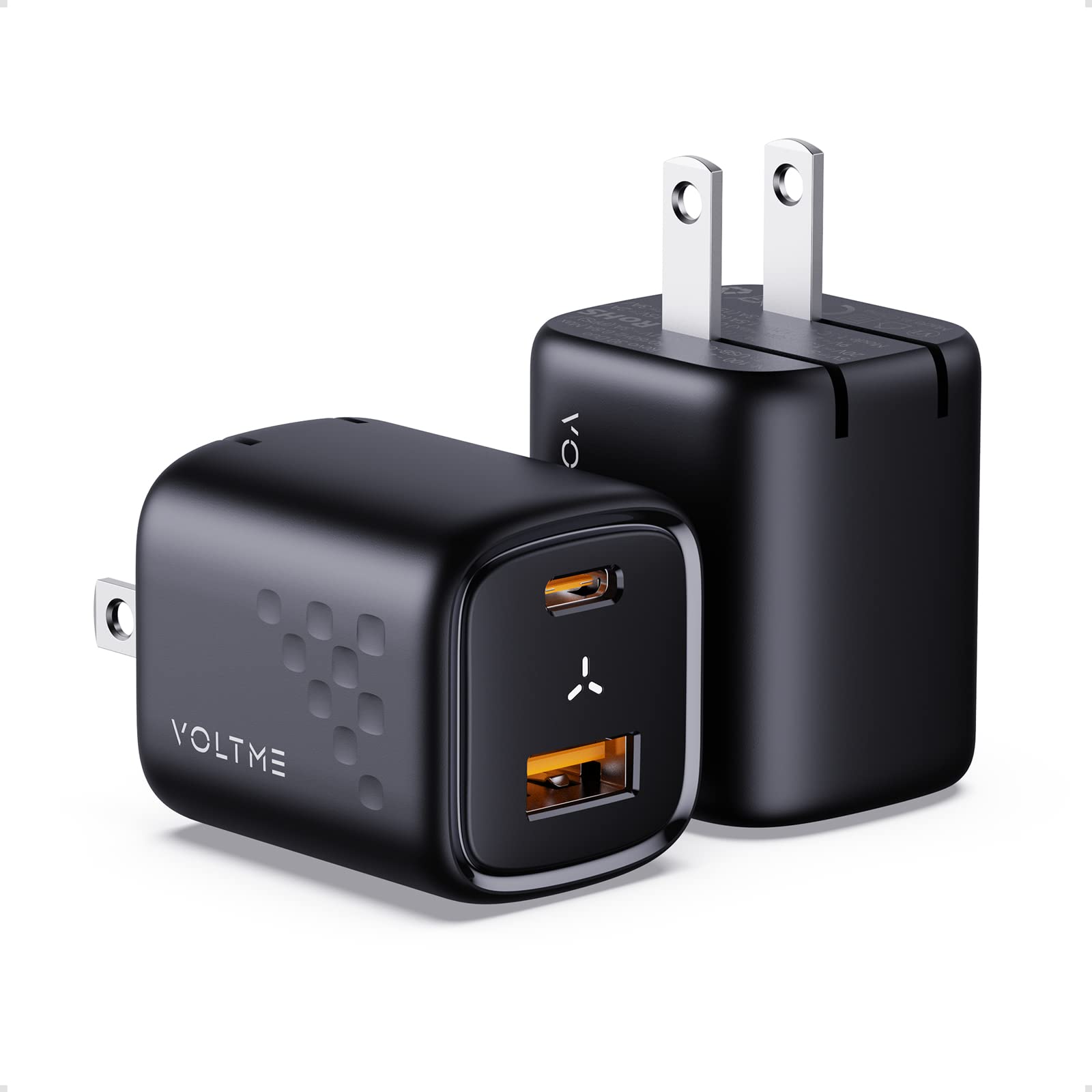 VOLTME 30W USB C Fast Charger 2-Pack - Dual Port Compact Wall Charger with Foldable Plug for iPhone 14/13/12/11 Pro Max/Mini, Samsung Galaxy, iPad Pro, Google Pixel, MacBook Air - Perfect for Travel, Home & Office Use