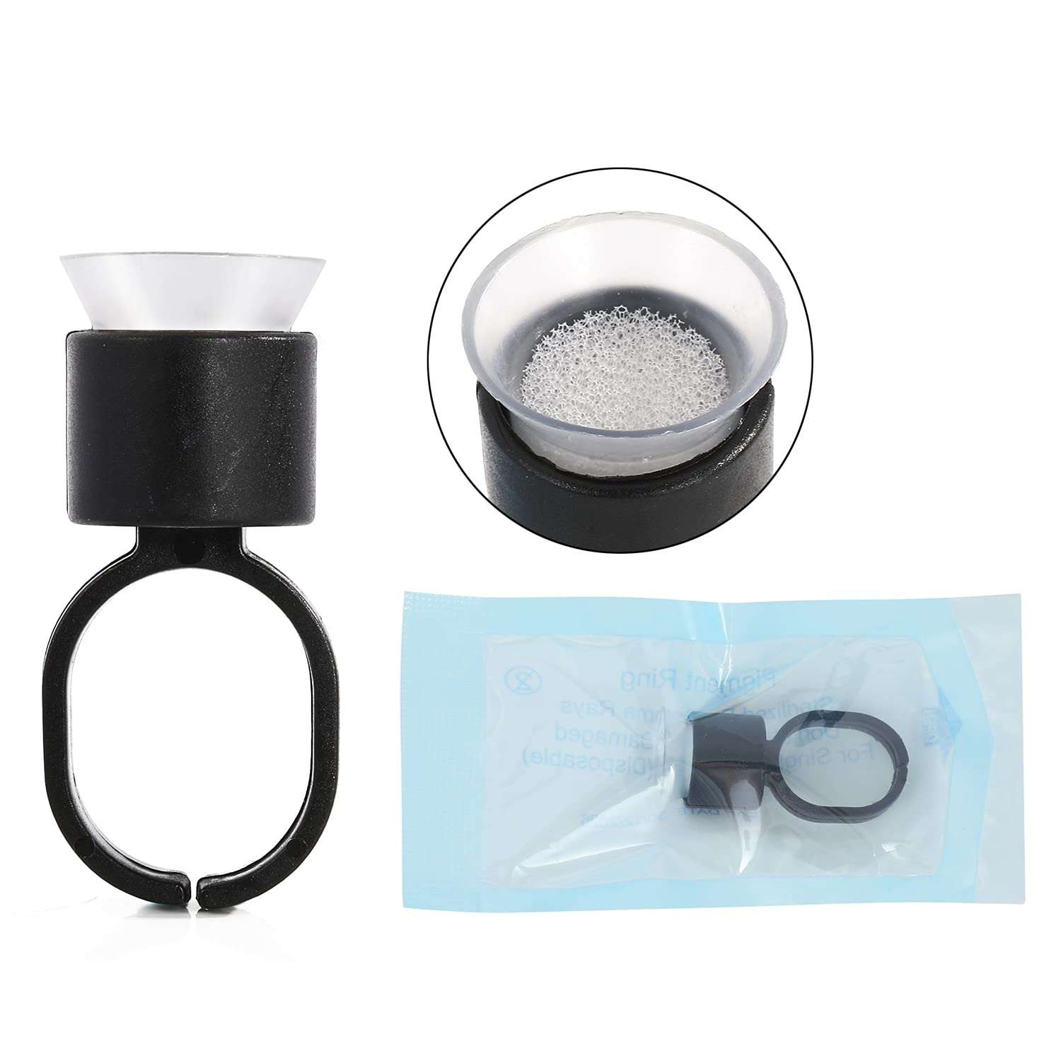 100pcs Tattoo Ink Ring Cups with Sponge - Permanent Makeup Microblading Pigment Glue Rings for Eyebrow & Eyelash Extensions - Professional Tattoo Supplies Holder - Ideal for Salon, Spa & Home Tattoo Artists
