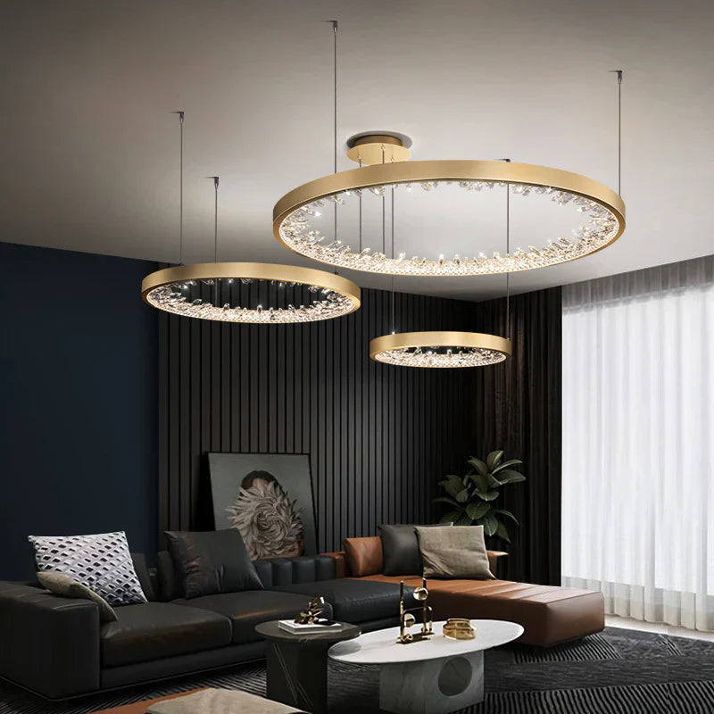 Luxury Crystal Chandelier - Elegant Round Ceiling Light Fixture for Dining Room, Living Room, Bedroom & Foyer | Modern Home Decor Lighting