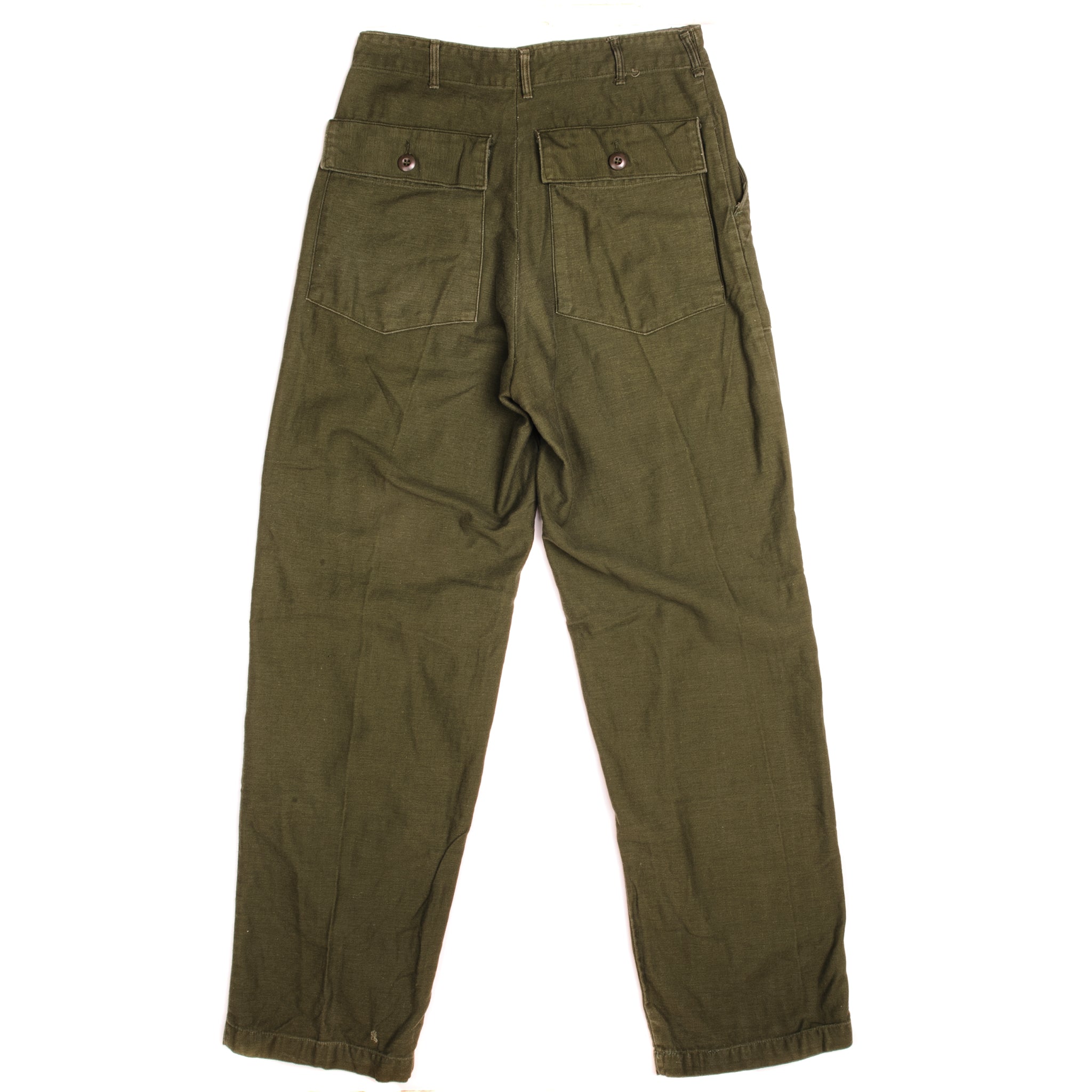 Vintage US Army OG-107 Sateen Utility Pants - Vietnam War Era 1970s - Waist 28 Length 30 - Military Surplus Trousers for Reenactment & Outdoor Adventures