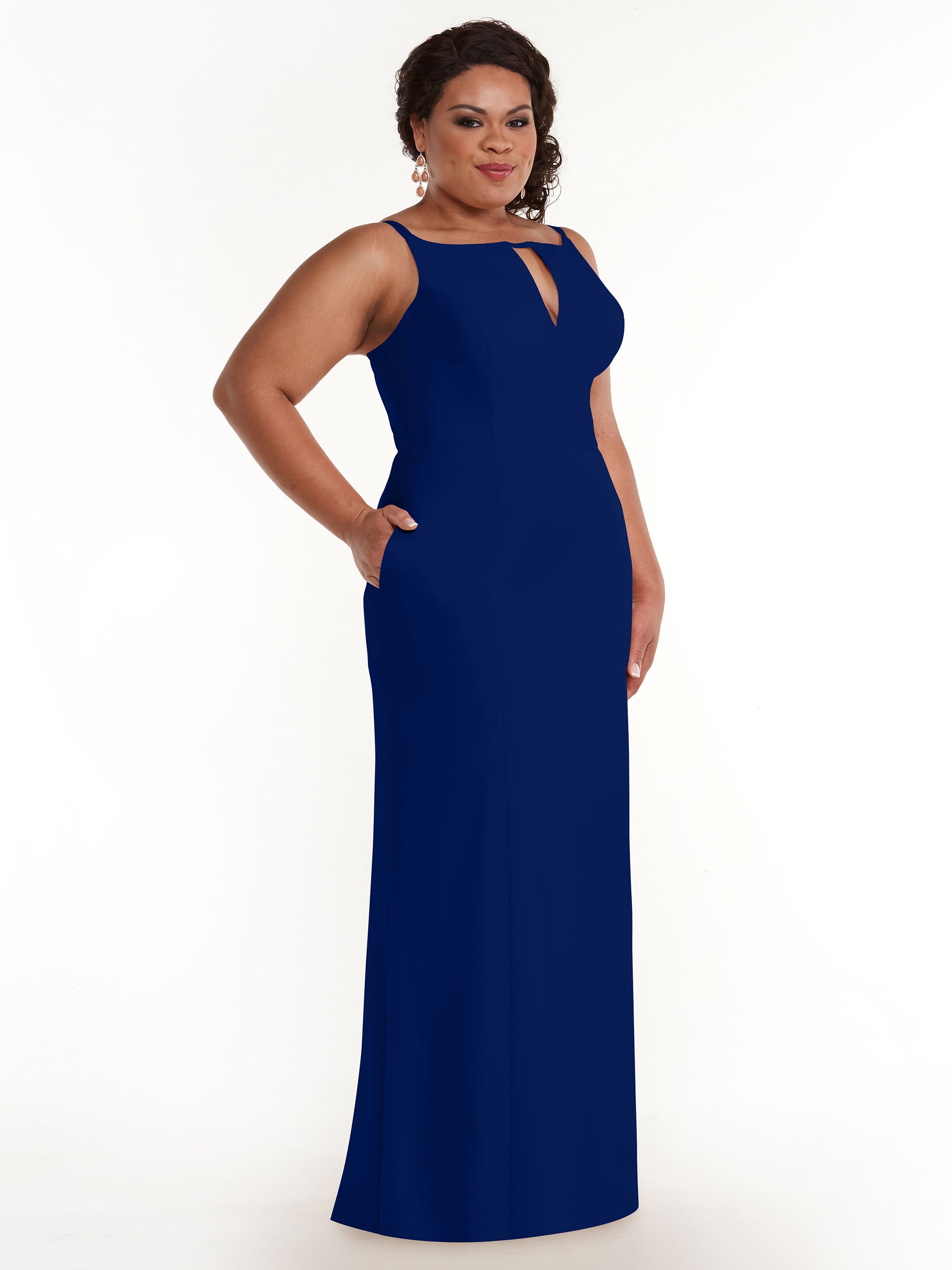 Elegant 83030 Sheath Stretch Chiffon Bridesmaid Dress with Bateau Neckline & High Slit - Perfect for Weddings, Formal Events & Evening Parties