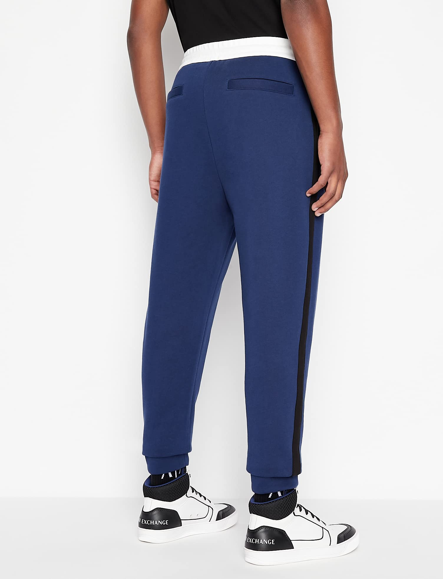 Armani Exchange Men's Colorblock Tape Stripe Logo Jogger Sweatpants - Comfortable Casual Lounge Pants for Gym, Running & Streetwear Fashion