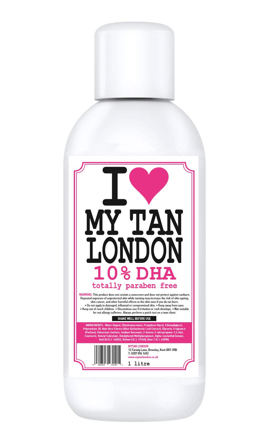 I Love My Tan London Spray Tan Solution - 1 Litre Medium 10% DHA (Juicy Fruit Scent) for Natural-Looking Sunless Tanning at Home or Salon