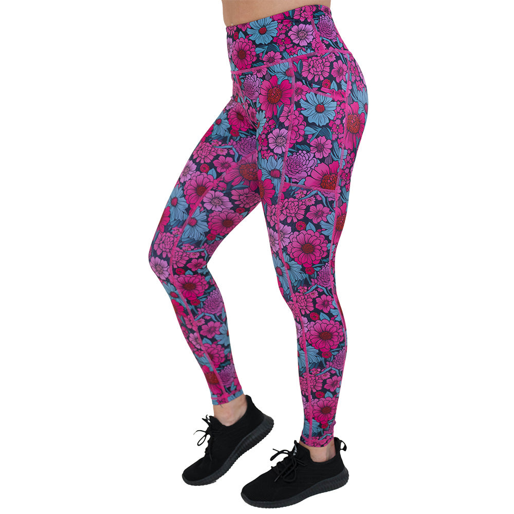 Full Blossom Yoga Leggings for Women - High Waisted Stretchy Workout Pants with Floral Print - Perfect for Yoga, Gym, Running & Casual Wear