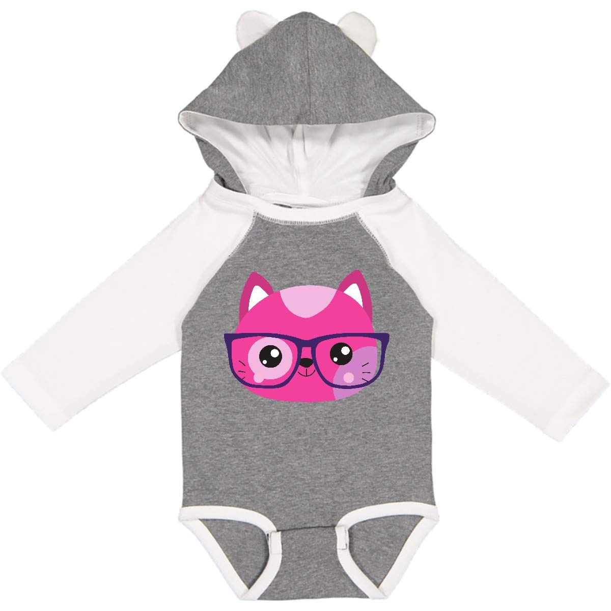 Inktastic Hipster Cat with Glasses - Cute Little Kitten Long Sleeve Bodysuit for Babies & Toddlers - Perfect for Playdates, Photo Shoots & Casual Outings