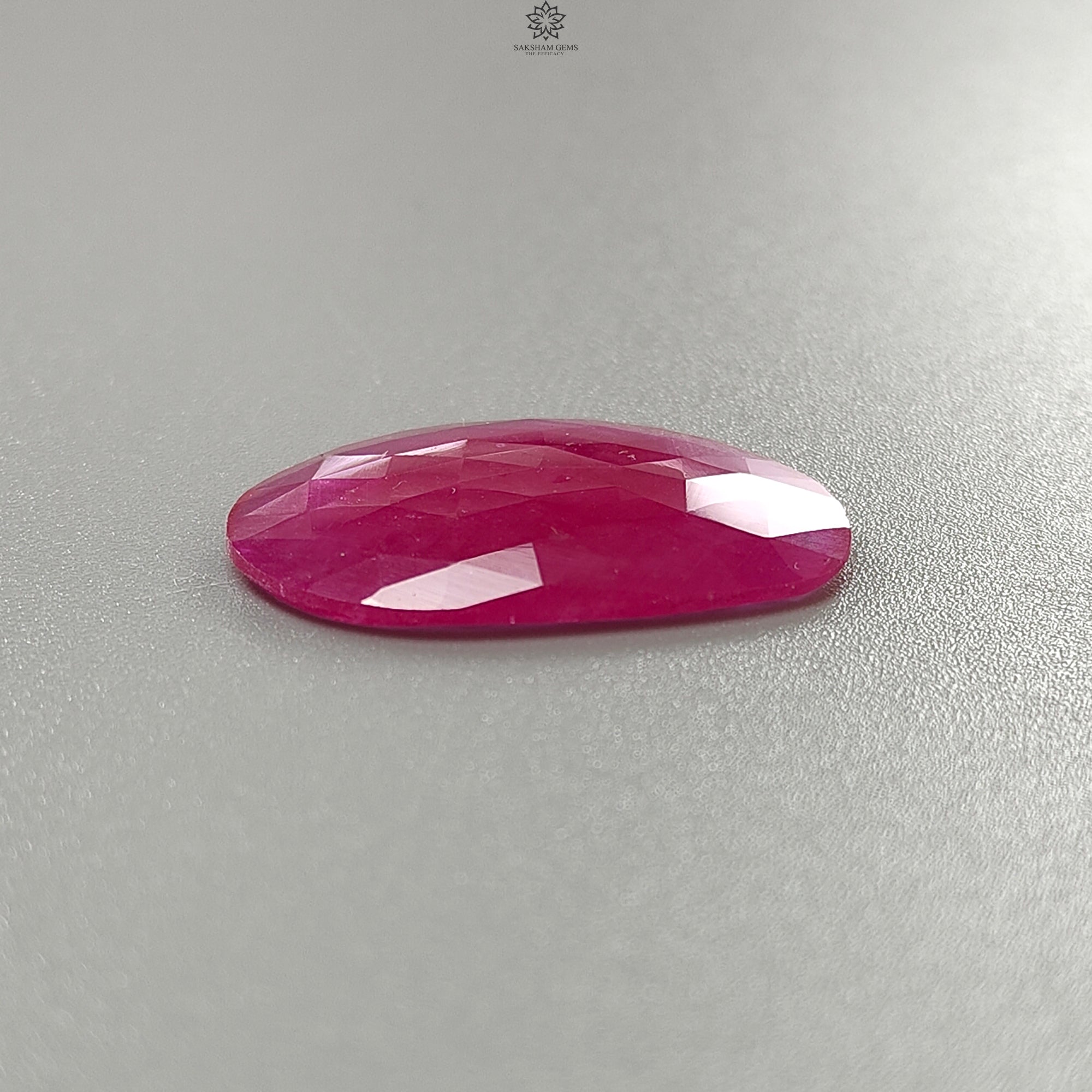 Natural Glass-Filled Pinkish Red Ruby Gemstone Rose Cut Slice - 28.90cts, 31x22mm Fancy Shape for Jewelry Making | Engagement Rings, Necklaces & Bracelets