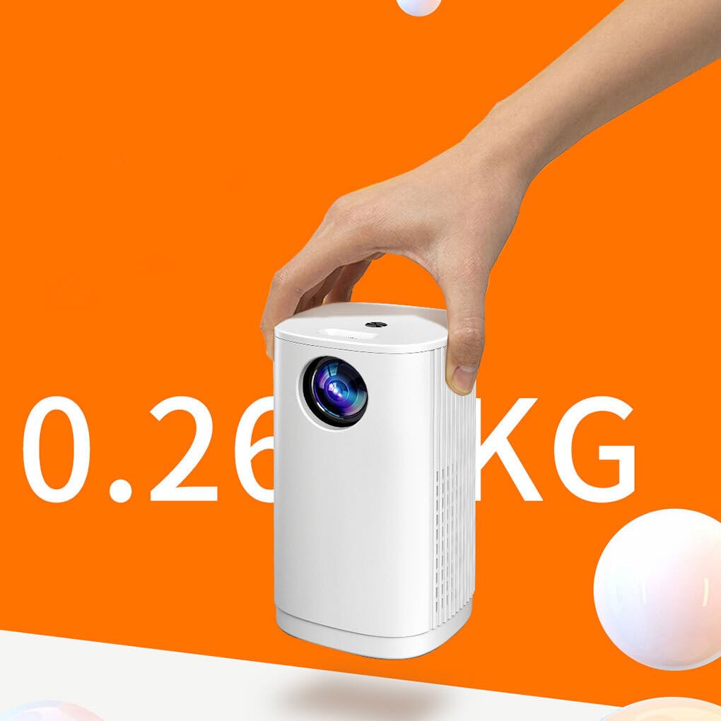 WUUISDNX Mini Projector - Compact, Portable, Wireless ABS Movie Projector for Home Theater, Outdoor Camping & Office Presentations - White