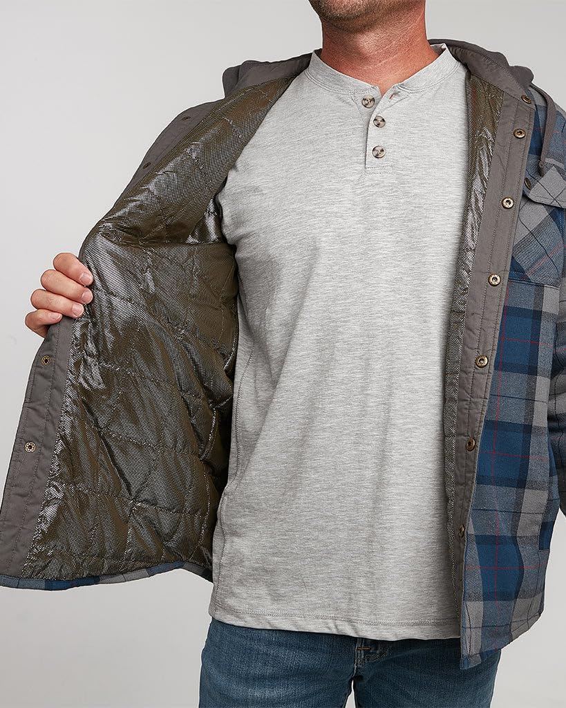 Venado Men's Reflex Quilt Lined Flannel Shirt Jacket with Hood - Reflective Winter Coat for Men | Warm Outdoor Workwear & Casual Winter Fashion