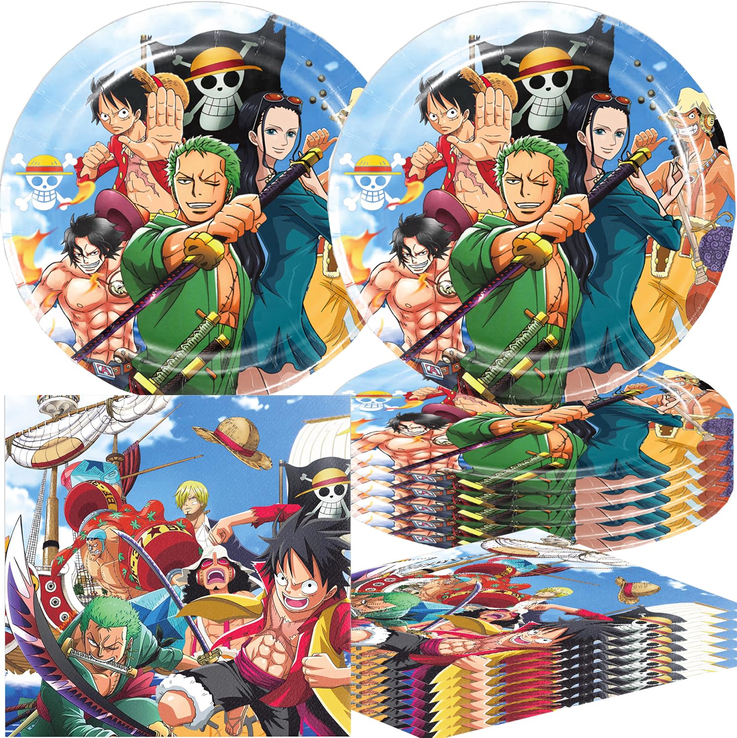 40-Pack One Piece Party Supplies Set - 20 Plates & 20 Napkins for Anime Birthday Party Decorations | Perfect for Kids' Themed Parties, Birthday Celebrations, and Anime Fan Gatherings